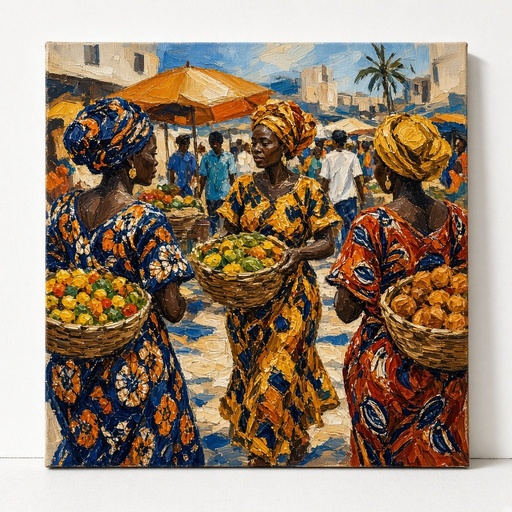 [TEST] Marché d'Adjamé, acrylique sur toile