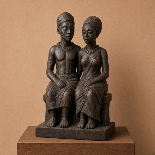 [TEST] Couple assis, bois sculpté